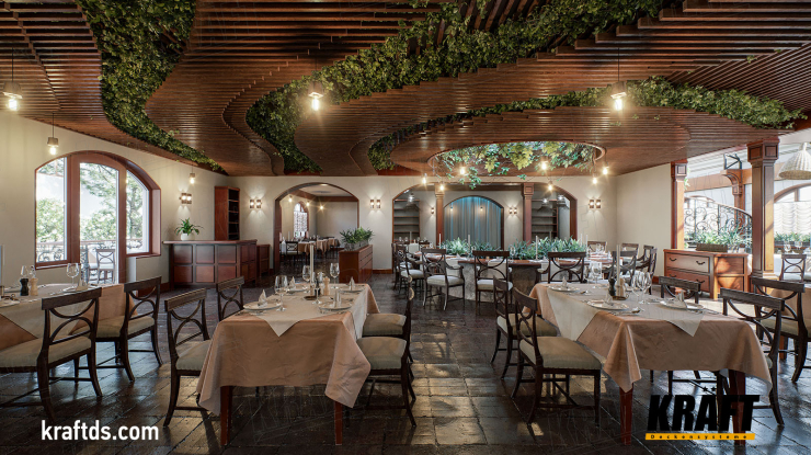 New article: atmospheric ceiling in the restaurant interior
